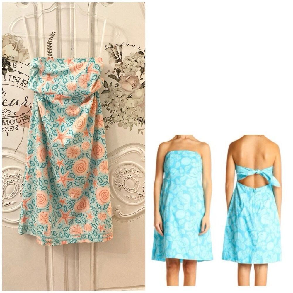 Lilly Pulitzer Sabrina Dress Caribbean Blue Strapless Size 4 NWT $182 - Picture 2 of 13